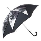 Parapluie long - Ouverture automatique - Fabrication française - Semi-transparent - Noir et pois