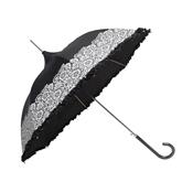 Parapluie long pour femme - Design Danois - Toile noire avec avec un jolie imprimé blanc