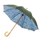 Grand parapluie pour femme - Canopée double couche - Mât en bois - Motifs triangulaires - Vert