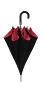 Grand parapluie double toile - Ouverture automatique - Noir & rouge