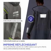 Imperméable - Bandes réfléchissantes au dos - Taille M (180-195CM) - Noir avec passepoil vert citron